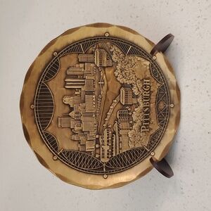 Wendell August Forge Handmade Bronze Pittsburgh Skyline 4.5 inch Plate USA